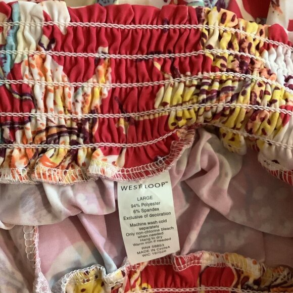 West Loop Size Large Hawaiian Floral Wide Leg Palazzo Pants Beachwear. New - Picture 5 of 5